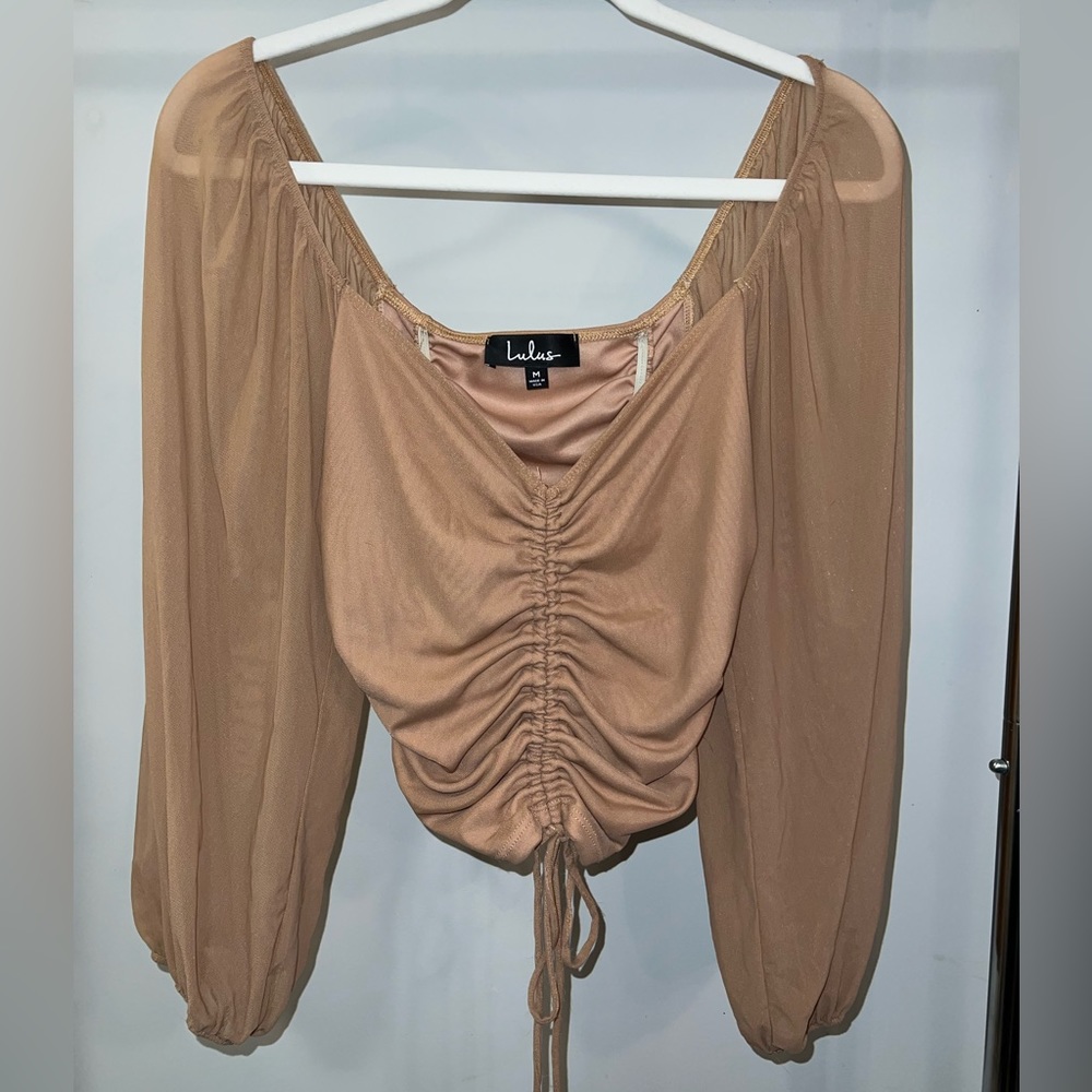 Ruched Long Sleeve Crop Top